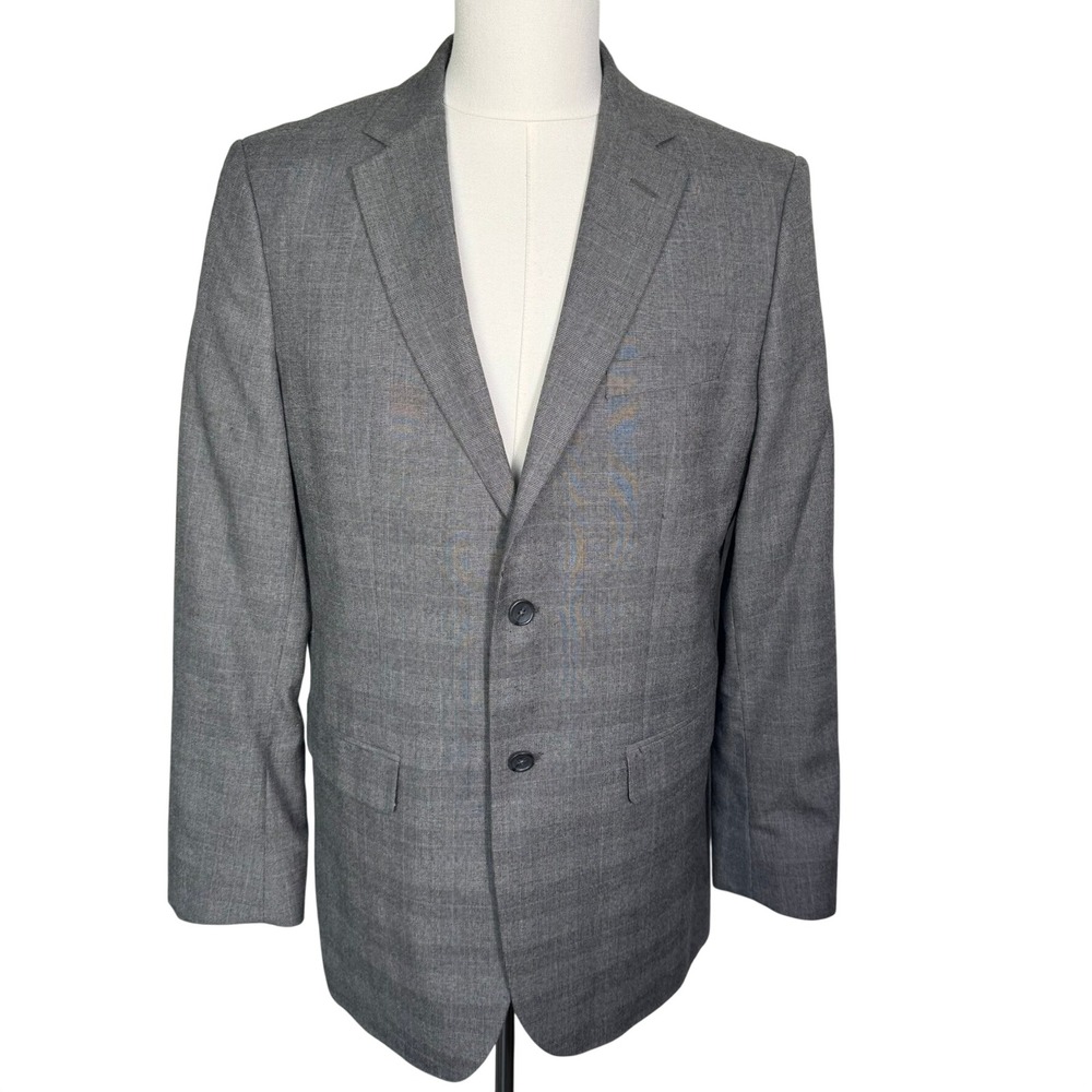 BANANA REPUBLIC Men's 42L Charcoal Gray Glen Plaid Slim Blazer Sport Coat Jacket